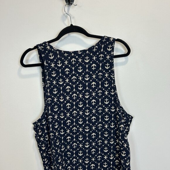 OBEY Propaganda Tank Top Pullover Top Mens Large 100% Cotton Anchor Print Navy - Picture 8 of 9